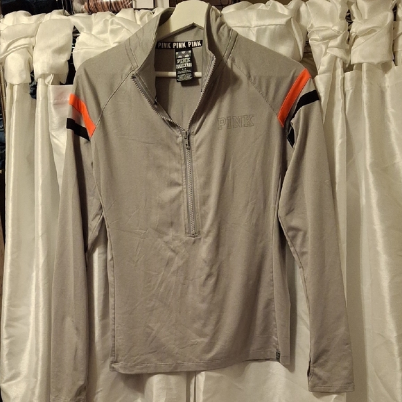 Pink Run Gray and Orange Quarter-Zip Pullover Jacket Med - Picture 1 of 8